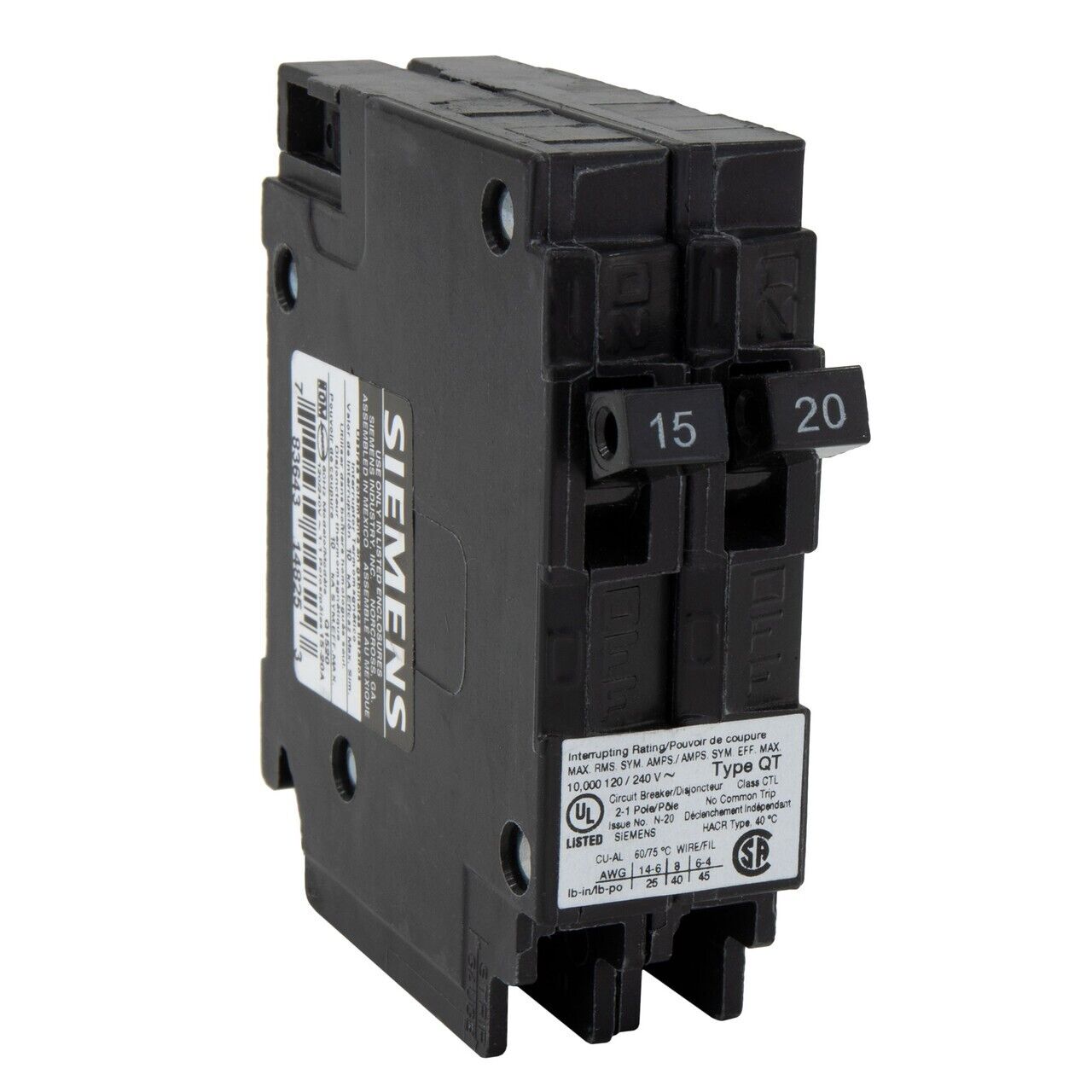 RV Circuit Breaker 15-20 Amp Double Breaker Siemens Q1520NC