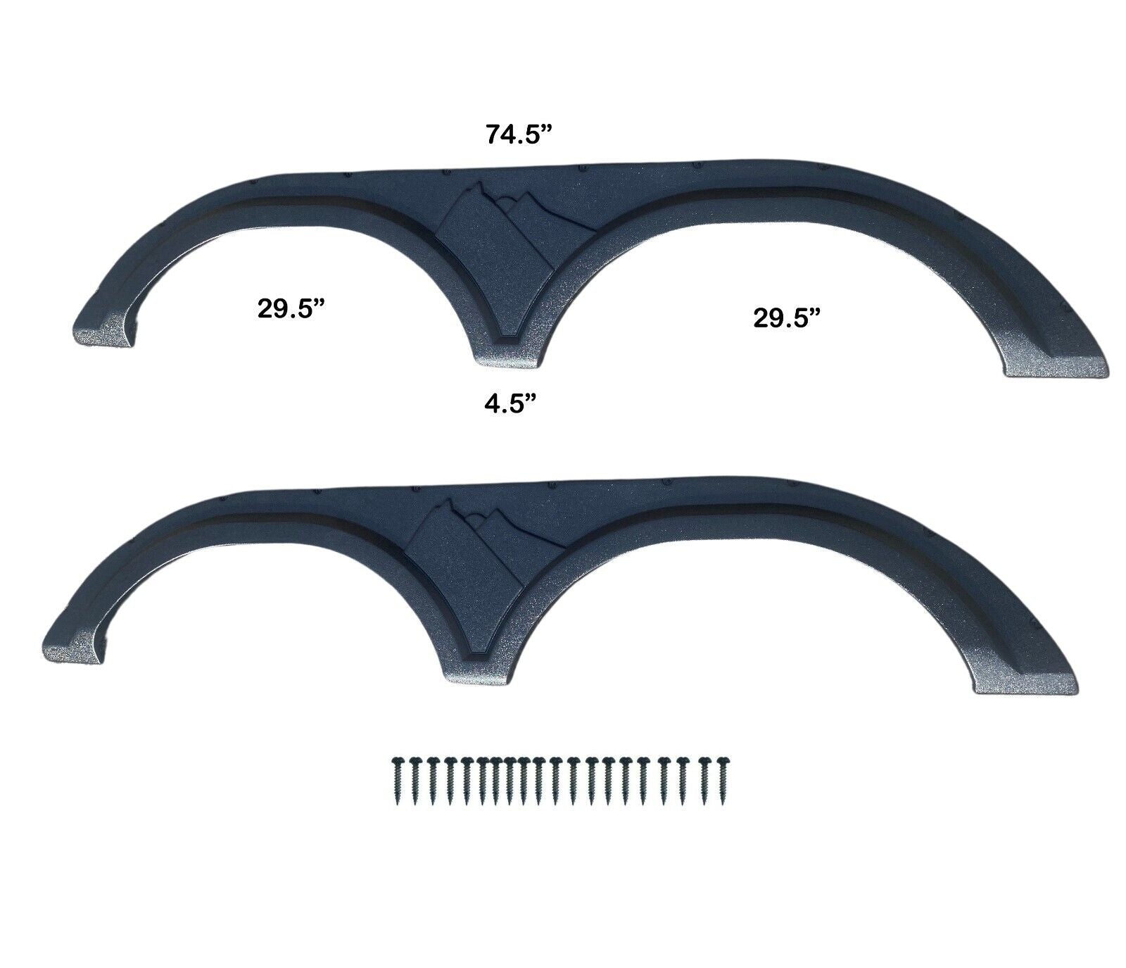 Set of Tandem RV Trailer Fender Skirts Flares 74.5" Black Camper Travel Trailer