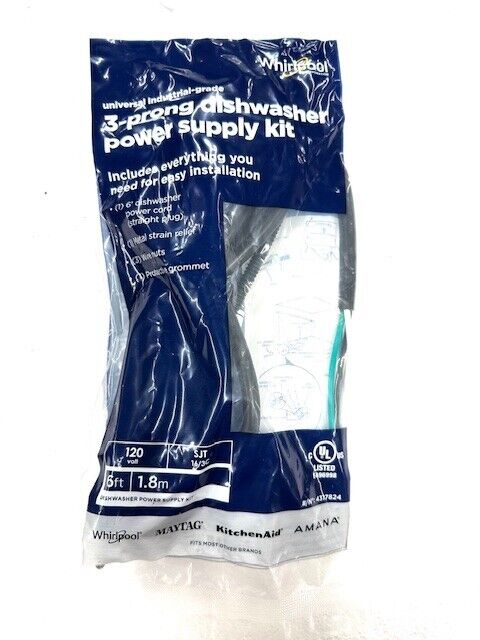 Whirlpool 3-Prong Dishwasher Power Supply Kit 4317824 Universal Industrial-Grade