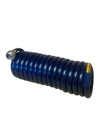 RV Fresh Water Hose Coil 15' Quick Connect Male to 1" Male Garden Hose Thread