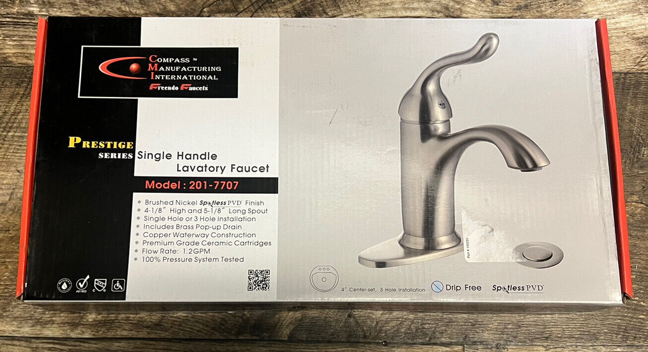 Prestige Single Handle Lavatory Faucet 201-7707 Brushed Nickel Version 4X