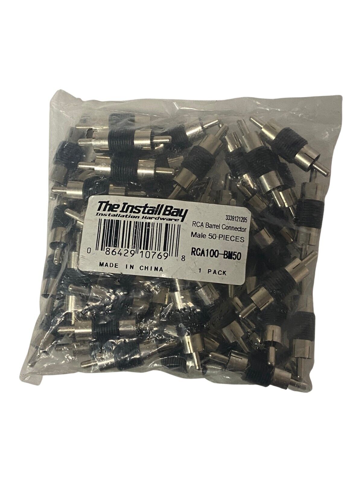 Install Bay RCA100-BM50 Male Nickel Barrel Connector 50 Per Bag RCA Couplers