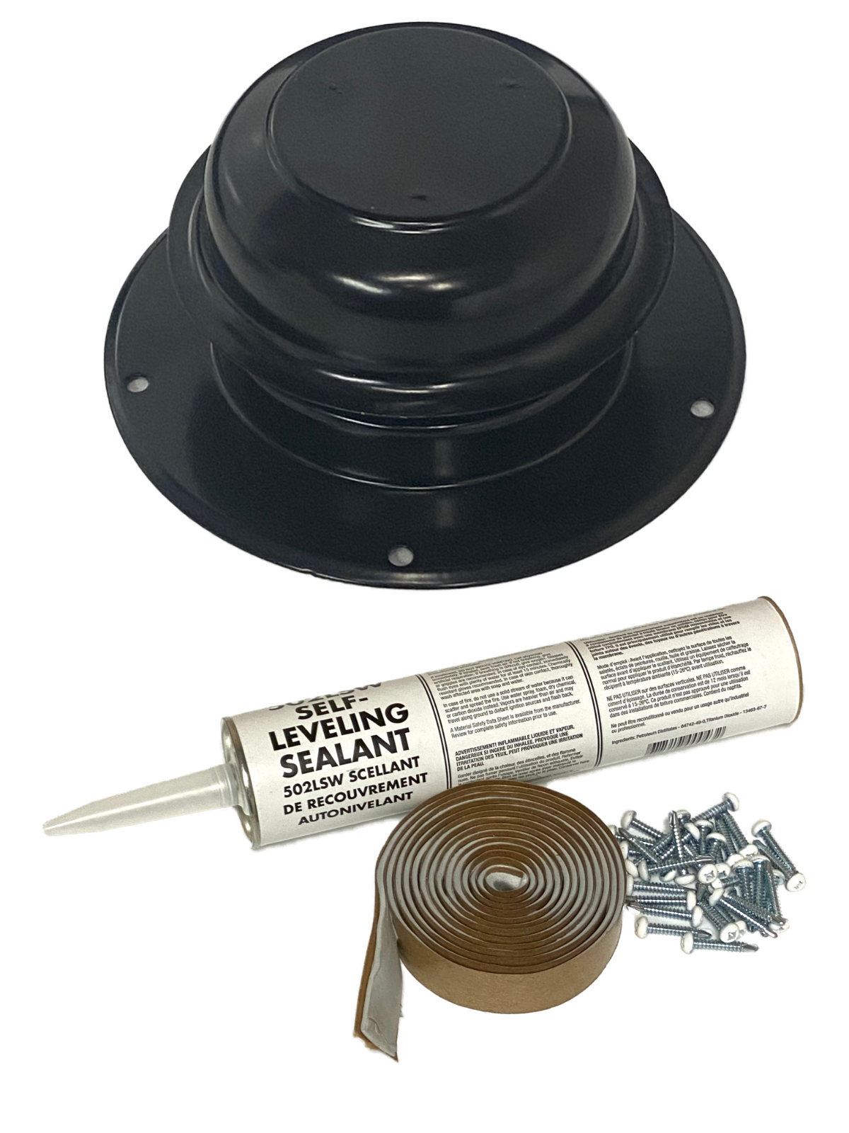 Tin RV Black Plumbing Vent Cap Roof Pipe Exhaust Camper W/ Installation Kit