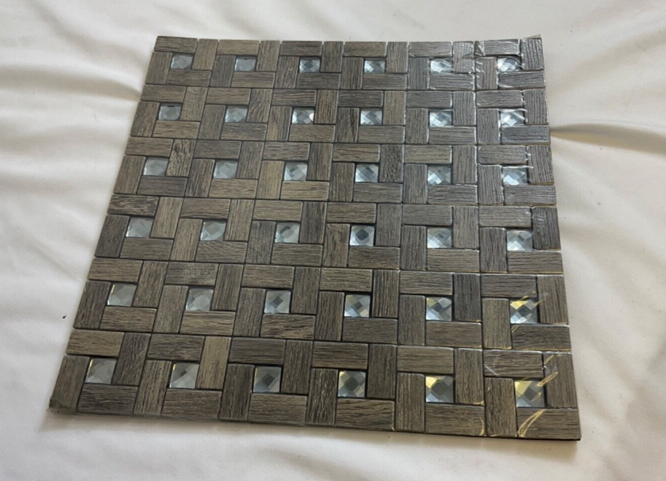 5X Peel & Stick Backsplash Kitchen Wall Decor 12X12 Jewled Wood Tiles