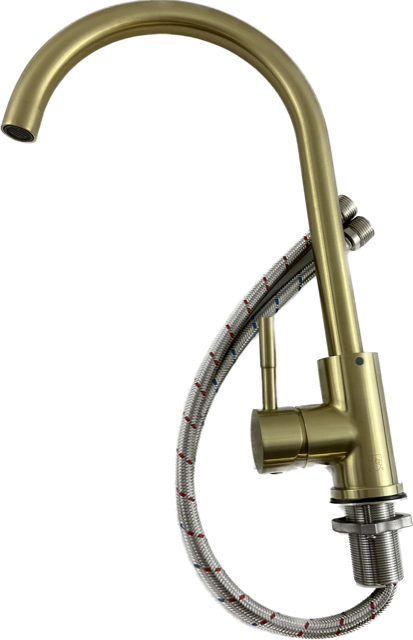 Kitchen Faucet Brushed Brass Single Handle W/ Flexible Supply Lines RV-Home
