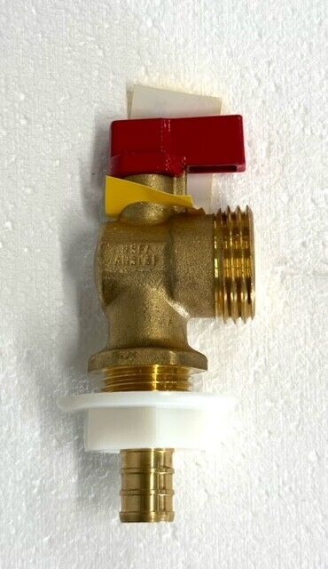1/2" Washing Machine Outlet Box PEX Crimp Valve w/ 1/4 Turn (Red)