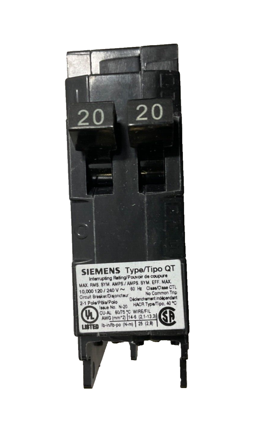 Siemens Q2020 Circuit Breaker 20-20 Amp Double Breaker RV-Camper-Motorhome