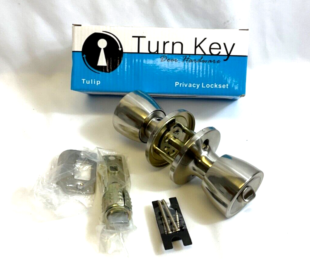 Turn Key Door Hardware Privacy Lockset 2 PACK. Brushed Nickel