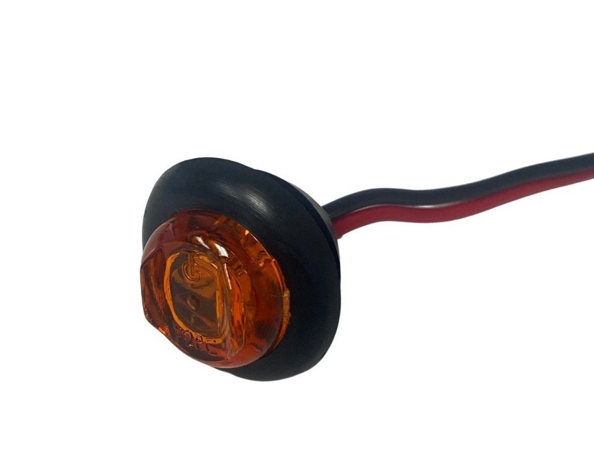 5 Pack 3/4" 12V Amber LED Clearance Marker Bullet Light W/ Rubber Grommet