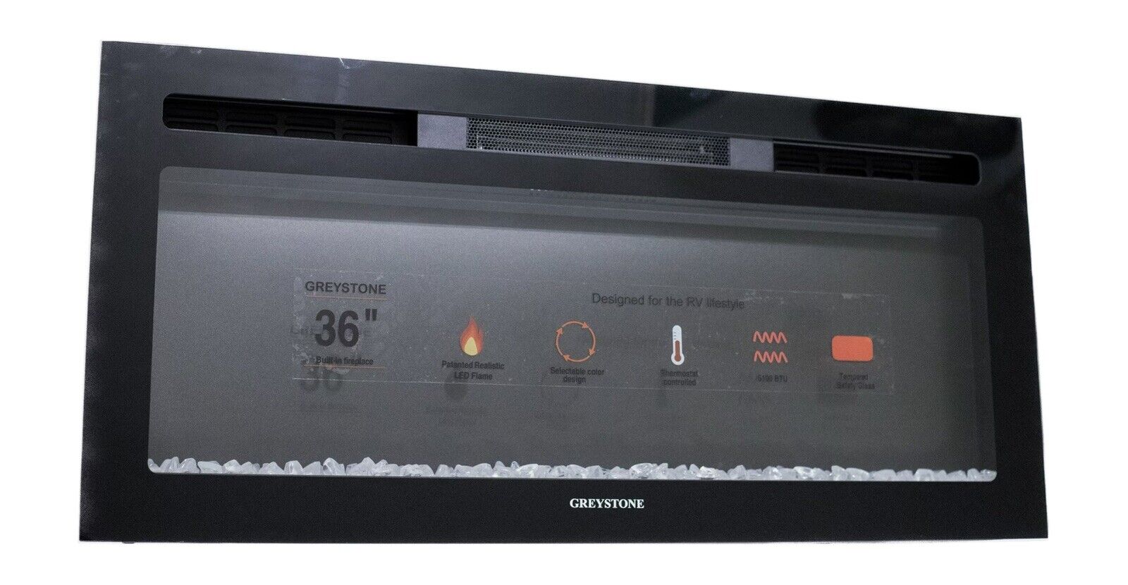 Greystone F36-18A 36" RV LED Fireplace 120V Electric W/ Remote Control