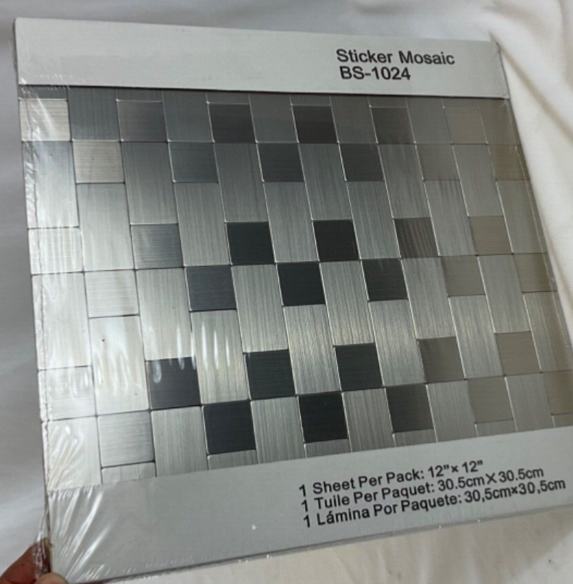 3 PACK. Peel & Stick Backsplash Kitchen Decor Metal Mosaic Smart Tiles Sticker