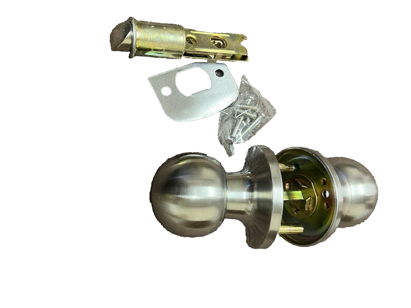 Lock Round Ball Style Passage Door Handle Brushed Nickel Camper Motorhome