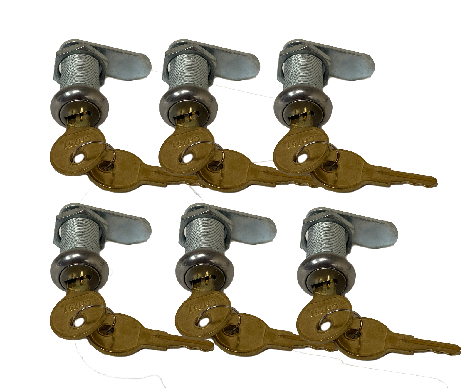 6 Pack 1" Keyed Camlock with Stright Camlock Latch Keyed CH751 RV Baggage Door