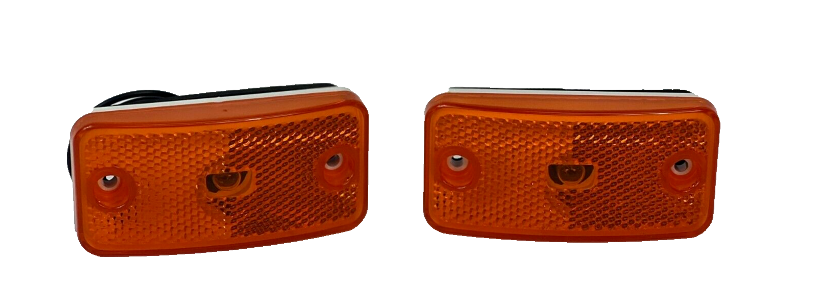 2 PACK Trailer Clearance or Side Marker Light w/ Reflector Rectangle AMBER Lens