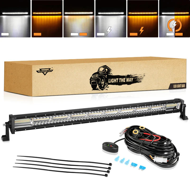 Auxbeam 6 Modes Series 42" White & Amber Straight Off Road LED Light Bar