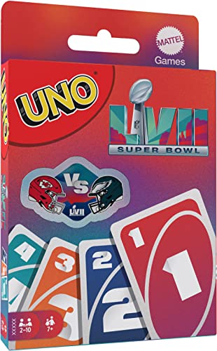 UNO NFL LVII Card Game for Kids Adults Family & Game Night with Special Touchdown Rule