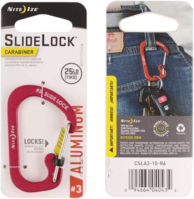 SlideLock® Carabiner Stainless Steel #3 (Red)