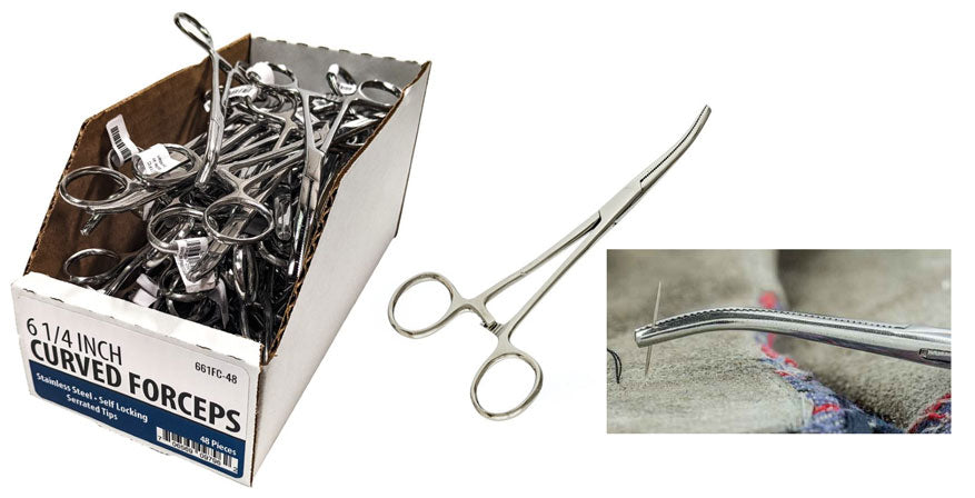 6-1/4" Stainless Steel Curved Forceps/Hemostat