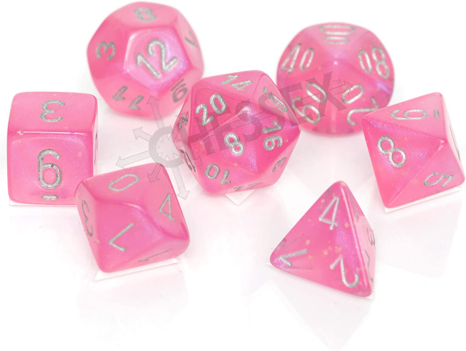 Chessex Borealis Polyhedral Pink/silver Luminary 7-Die Set
