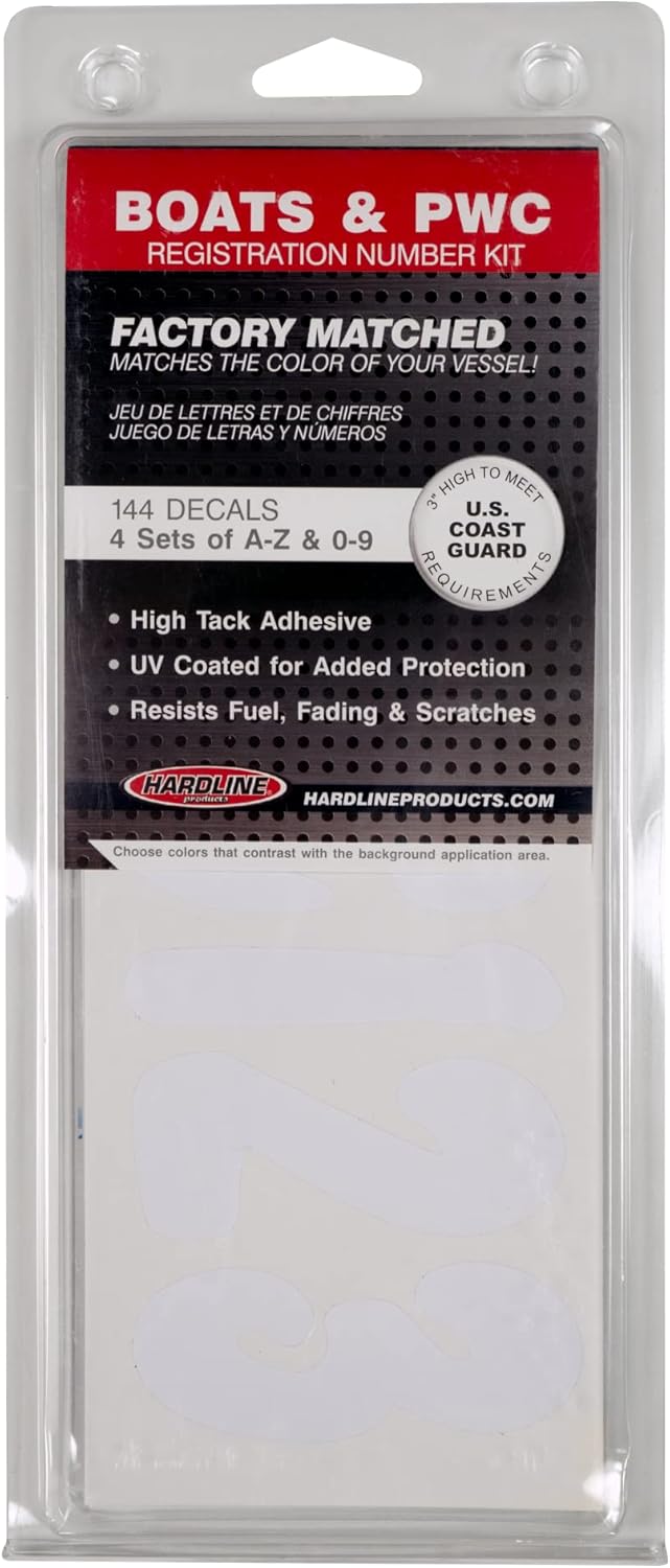 Hardline 200 Series 3-Inch Boat & PWC Registration Number Kit (White)