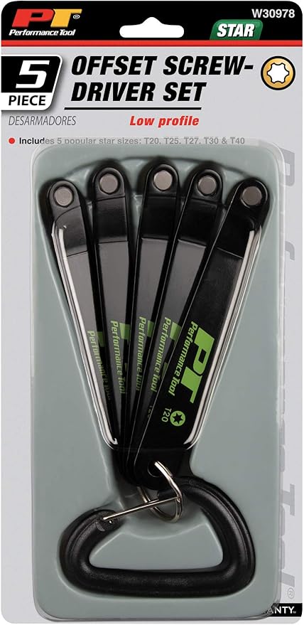 Performance Tool Low Profile Star Bit Set with Carabiner Clip