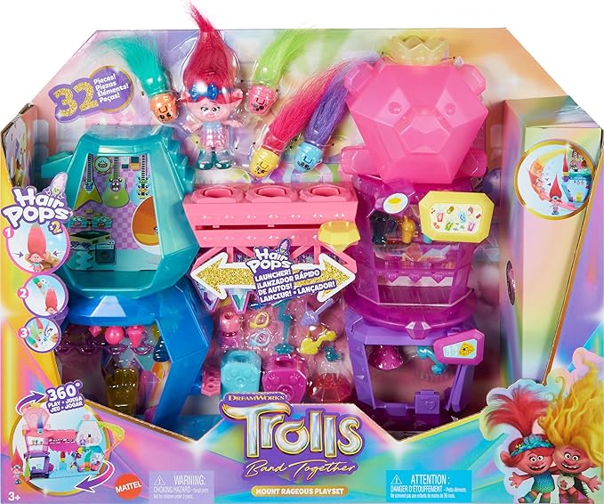 Dreamworks Trolls Band Together Mount Rageous Playset With Queen Poppy Small Doll & 25+ Accessories
