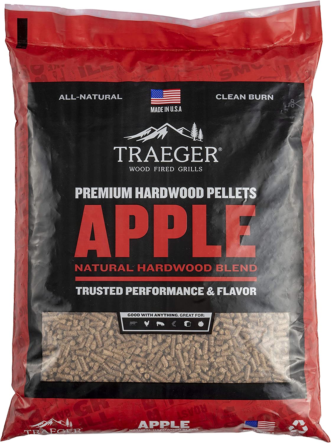 Traeger Apple All-Natural Wood Grilling Pellets (20 lb. Bag)