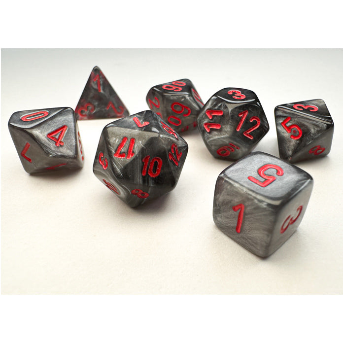 Chessex Manufacturing Mini Velvet Black & Red Dice Set - Set of 7