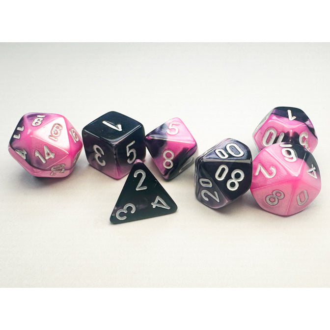 Chessex Manufacturing Mini Gemini Black Pink & White Dice Set - Set of 7