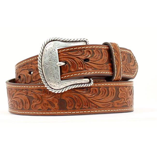 Nocona Belt Co Men's Tooled Western Belt - Brown 42