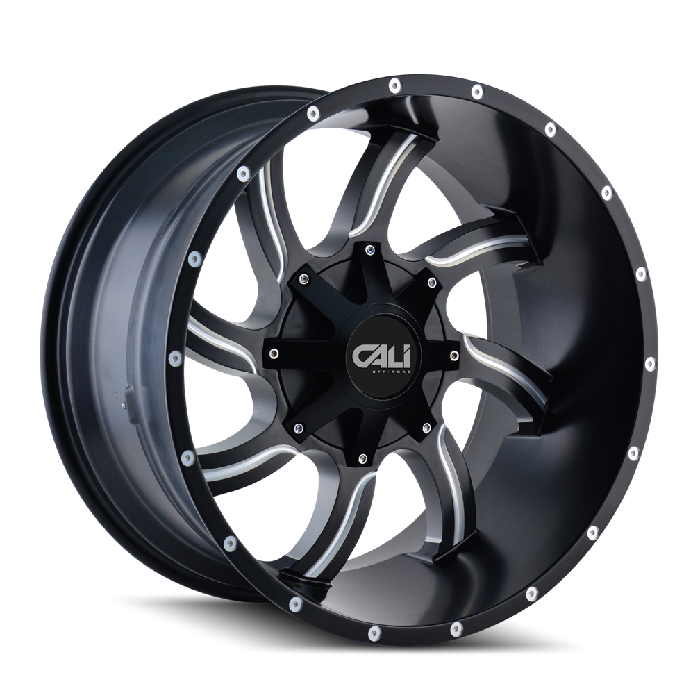 CALI OFF-ROAD TWISTED 9102 20X12 -44MM 8x180 124.1MM SATIN BLACK/MILLED SPOKES