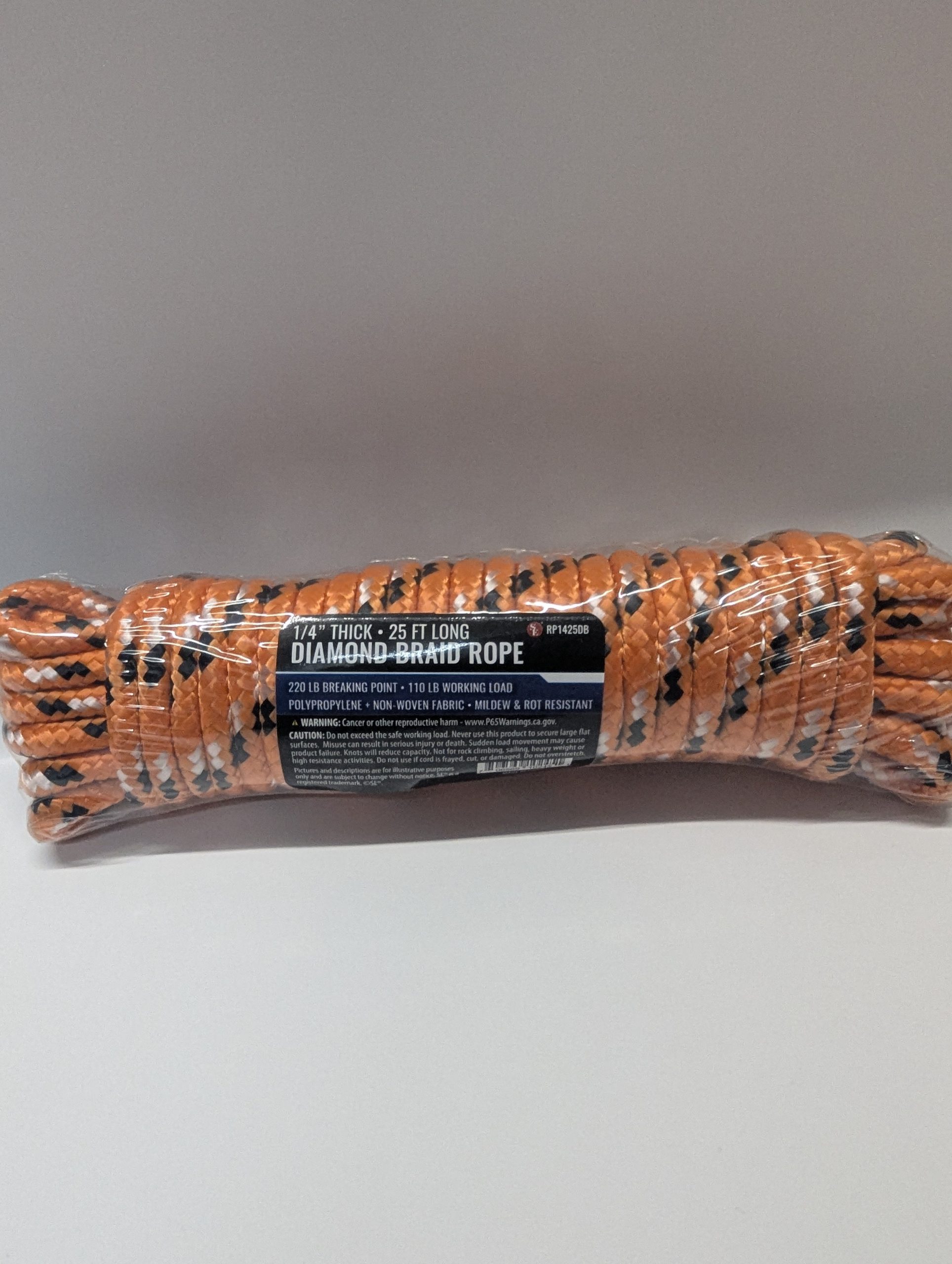 1/4" DIAMOND BRAID ROPE 70LBS