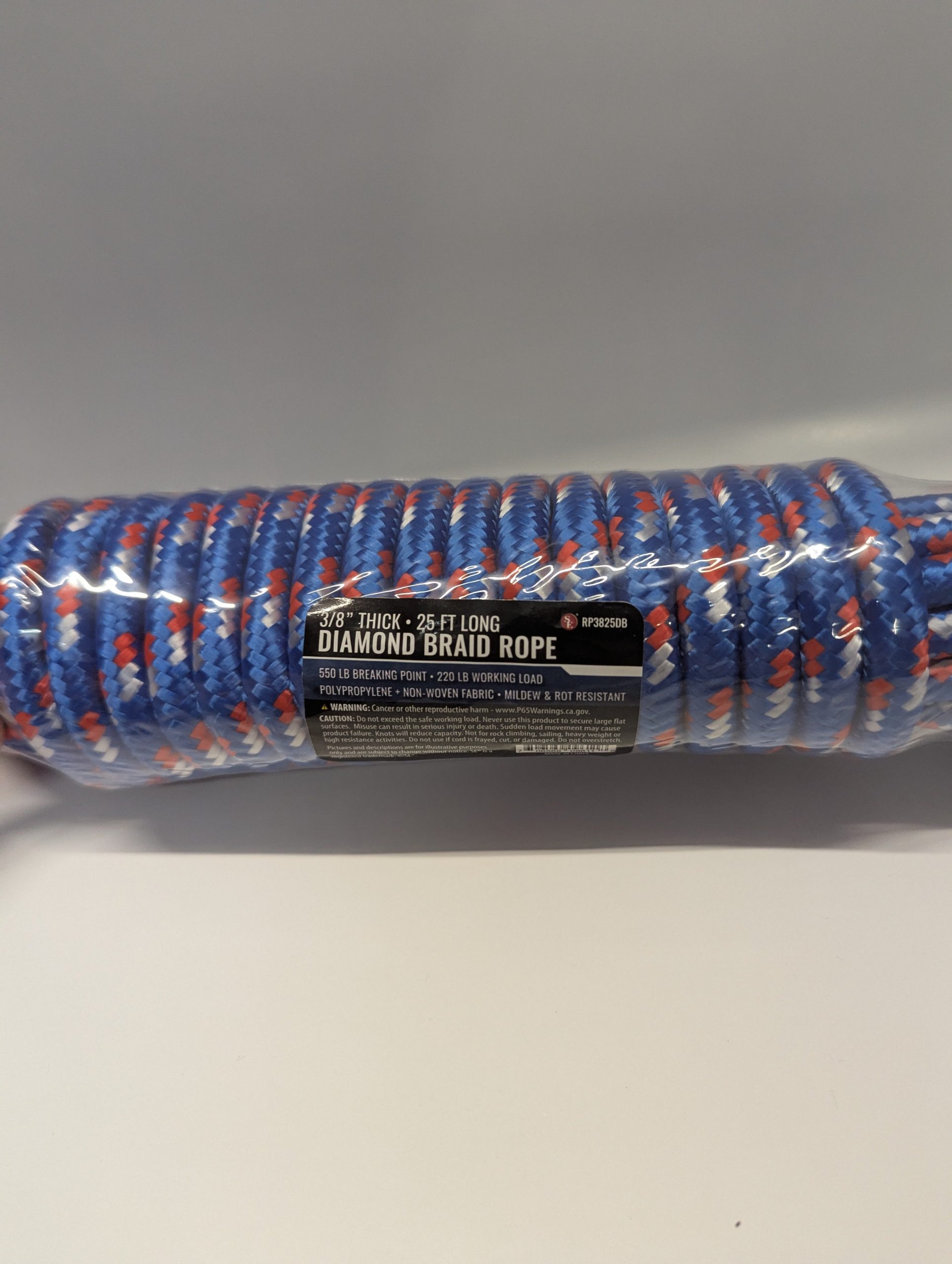 3/8" 25' DIAMOND BRAID ROPE