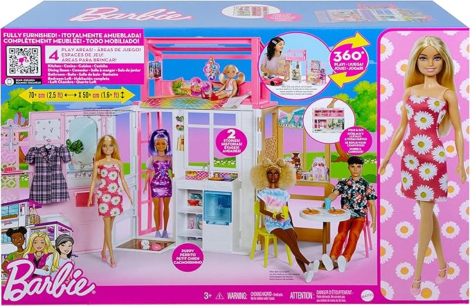 Barbie Dollhouse Playset Doll & House with 2 Levels