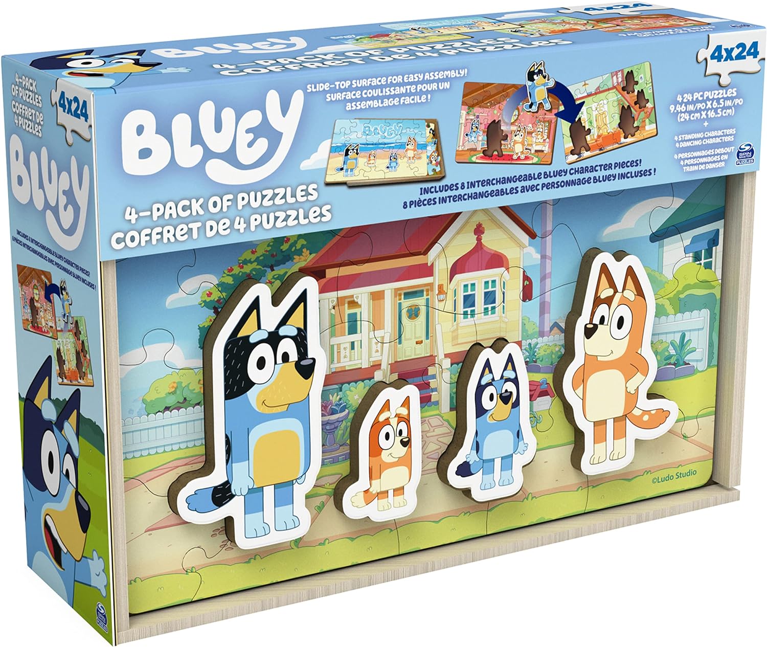 Bluey 4-Pack of Wood Puzzles 24 Piece Jigsaw