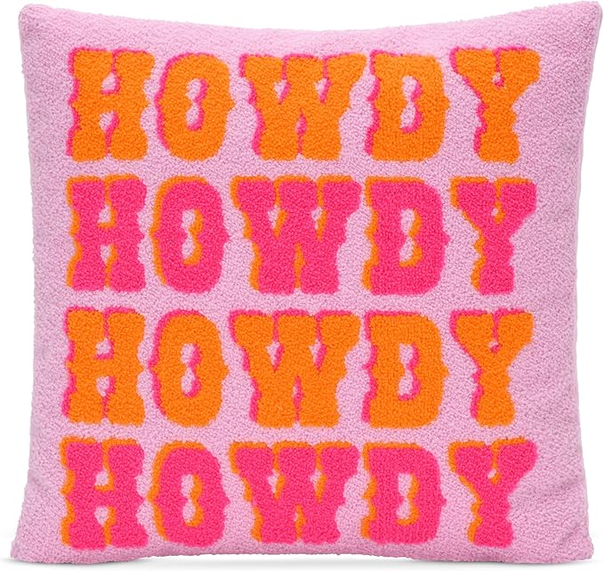 Urban Cowgirl Howdy 14" Square Chenille & Fleece Accent Pillow