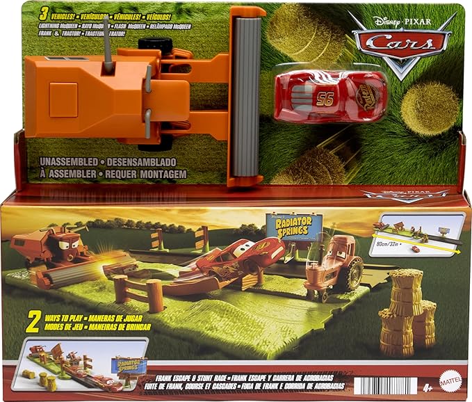Disney And Pixar Cars Frank Escape & Stunt Race Playset With Lightning Mcqueen Toy Car
