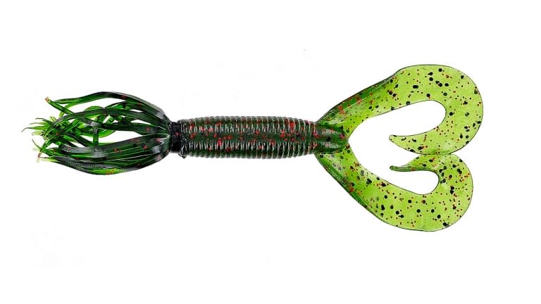 Yamamoto Double Tail 4" Hula Grub (Watermelon Black & Red Flake)