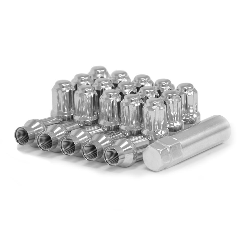 Chrome E/T Spline Lug Kit for Tundra/Sequoia/LX570 Aftermarket Wheels - Set of 20 - 14x1.5mm