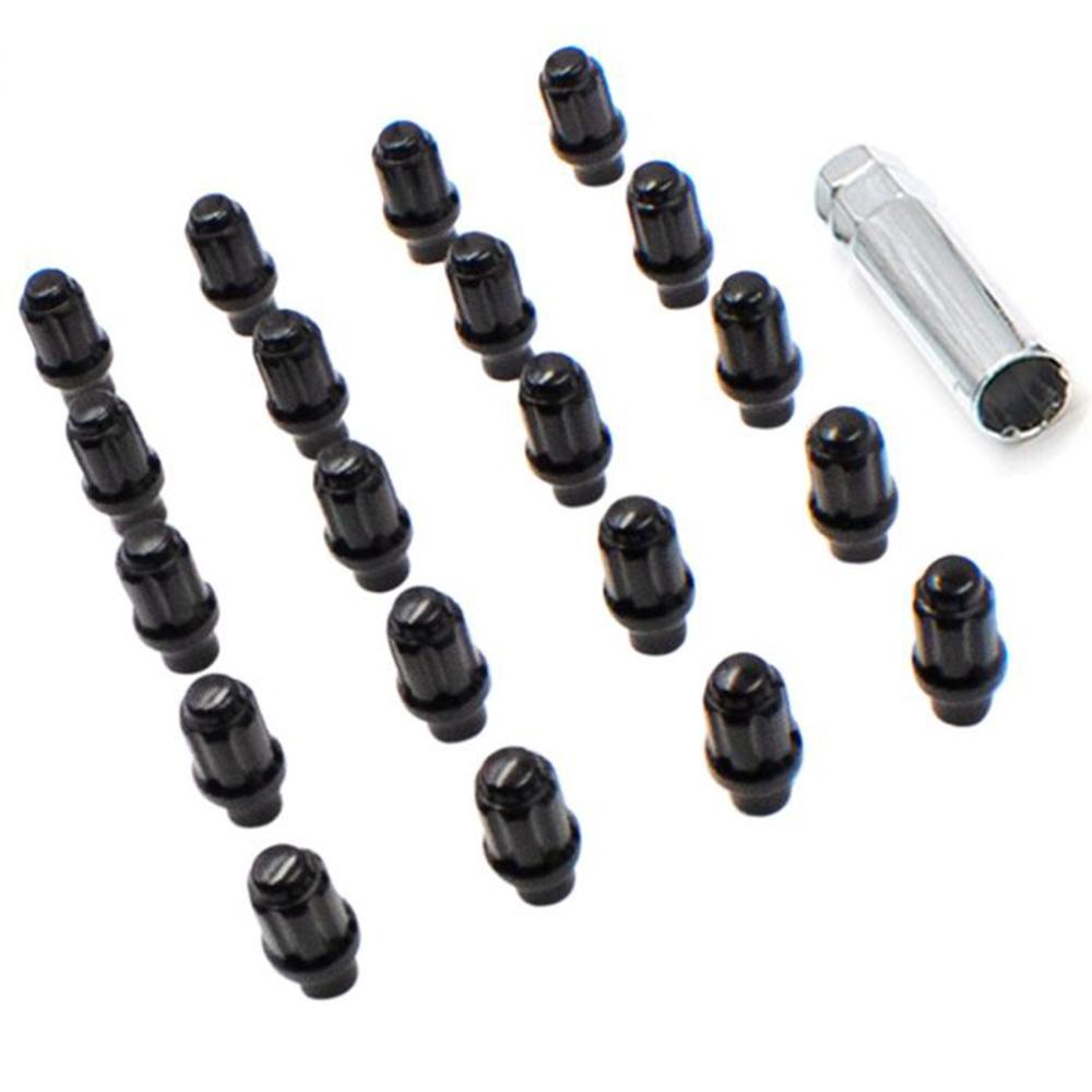 Black E/T Spline Lug Kit for Tundra/Sequoia/LX570 Aftermarket Wheels - Set of 20 - 14x1.5mm