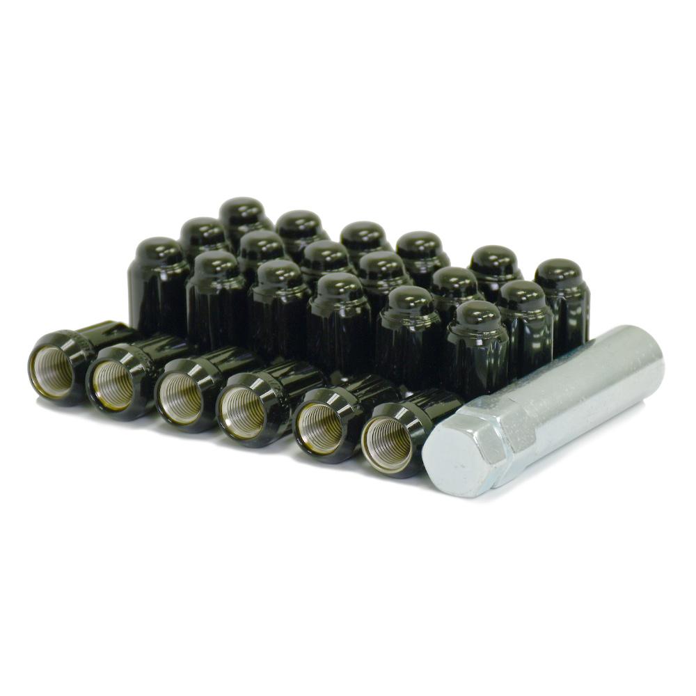 Black - Car/Jeep Spline Lug Kit - Set of 24 - 1/2x20
