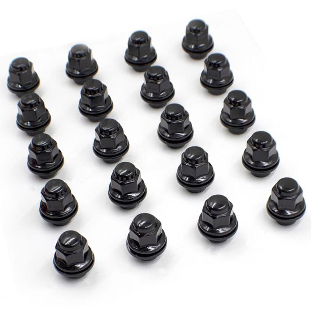 Black - Toyota/Lexus Passenger Car - Factory Shank with Washer - Set of 20 - 12x1.5mm - 13/16" Hex