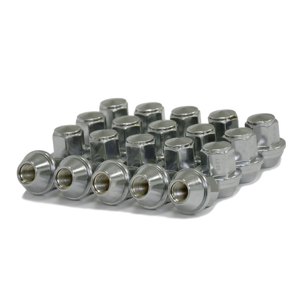 20 Chrome Lugs 1/2"x20 for 1979 to 2014 Ford Mustang 13/16" Hex KIT