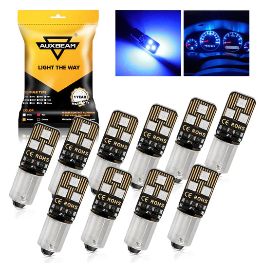 Auxbeam 10pcs Blue Light Ba9s Ba9 1895 1891 53 57 Led Bulbs For Car Interior Dome Map License Plate Glove Box Light Etc