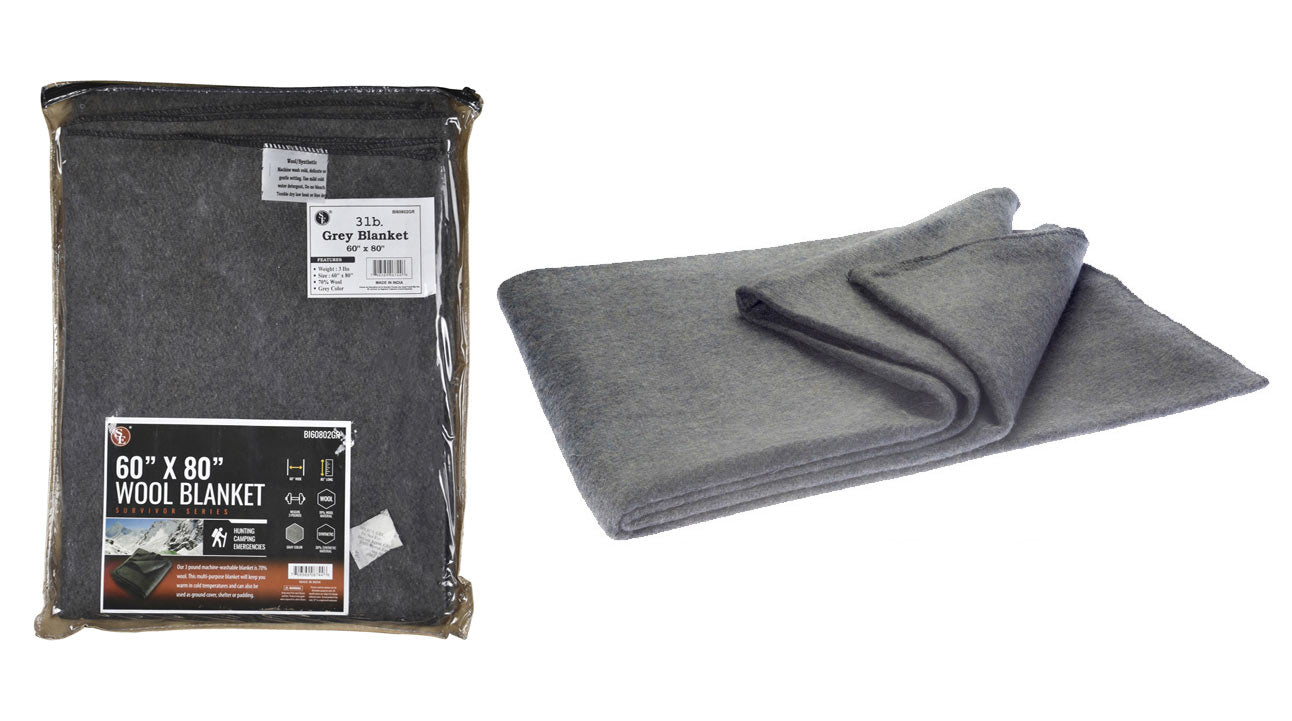 Gray Wool Blanket 70% Wool