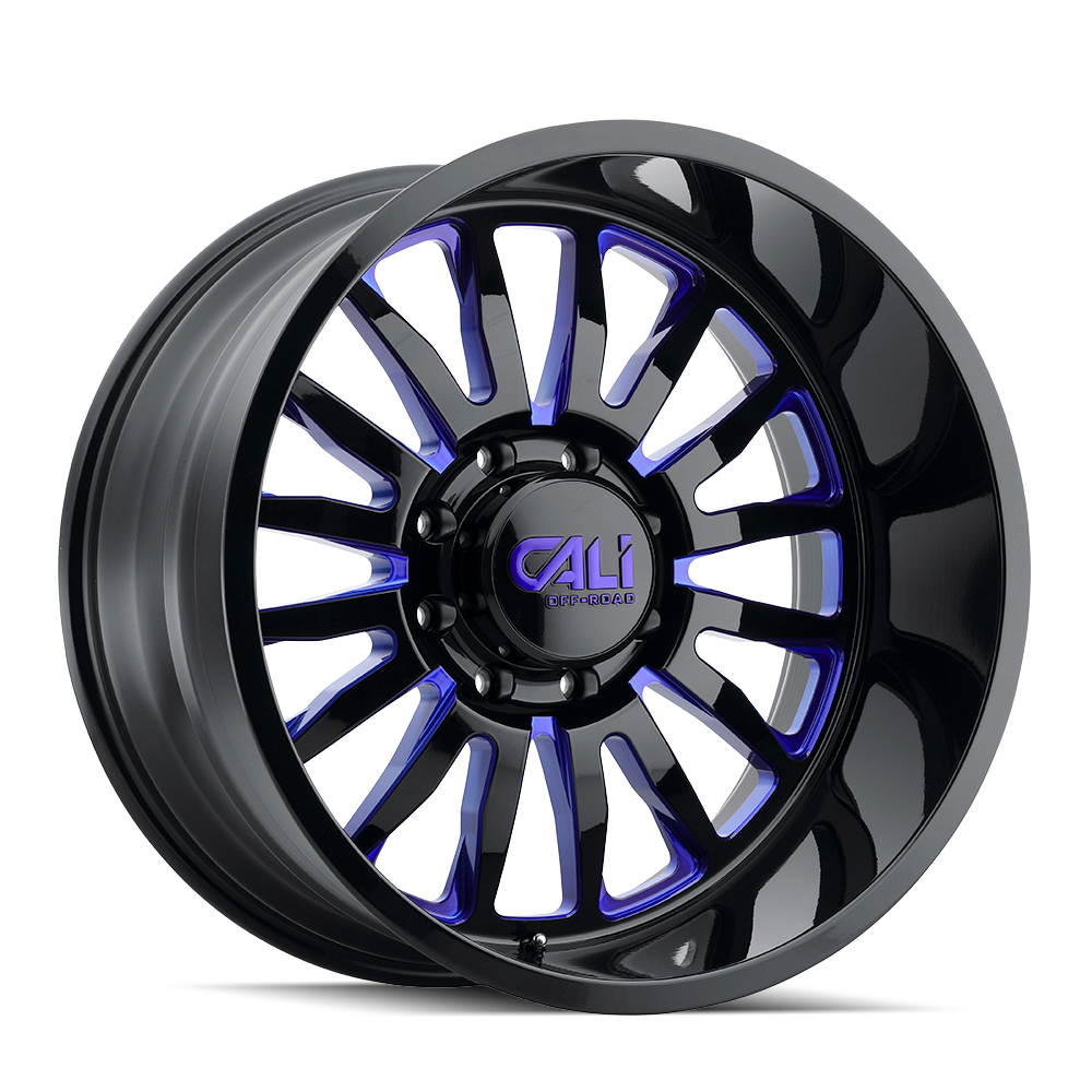 CALI OFF-ROAD SUMMIT 9110 24X14 -76MM 8x180 124.1MM GLOSS BLACK/BLUE MILLED SPOKES