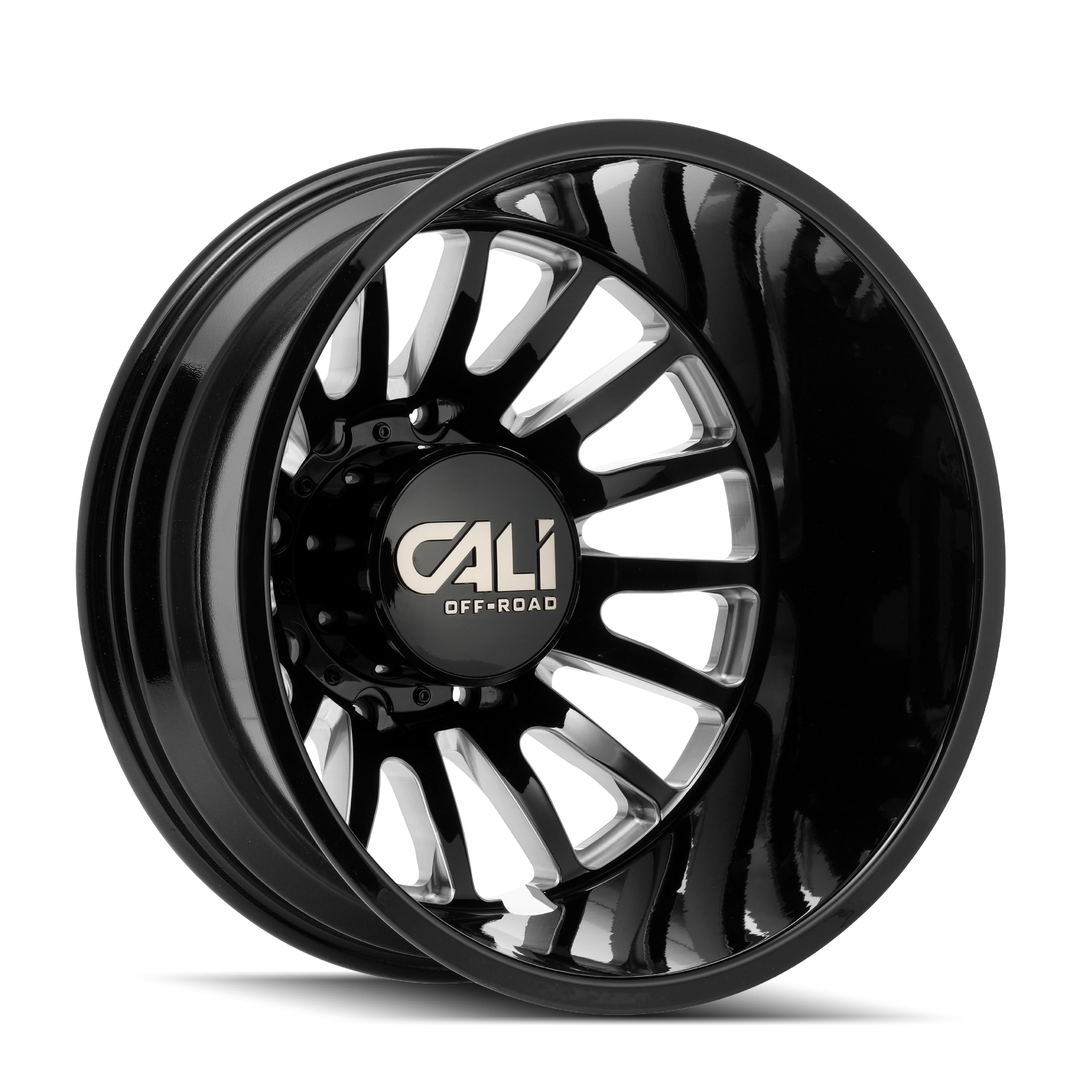 CALI OFF-ROAD SUMMIT DUALLY 9110D 20X8.25 -192MM 8x165.1 121.3MM GLOSS BLACK/MILLED SPOKES
