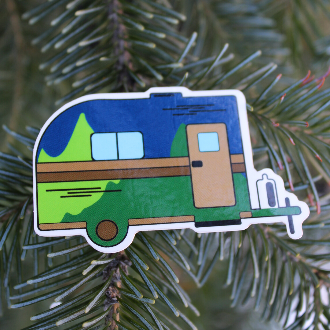 Blue and Green Camper Sticker