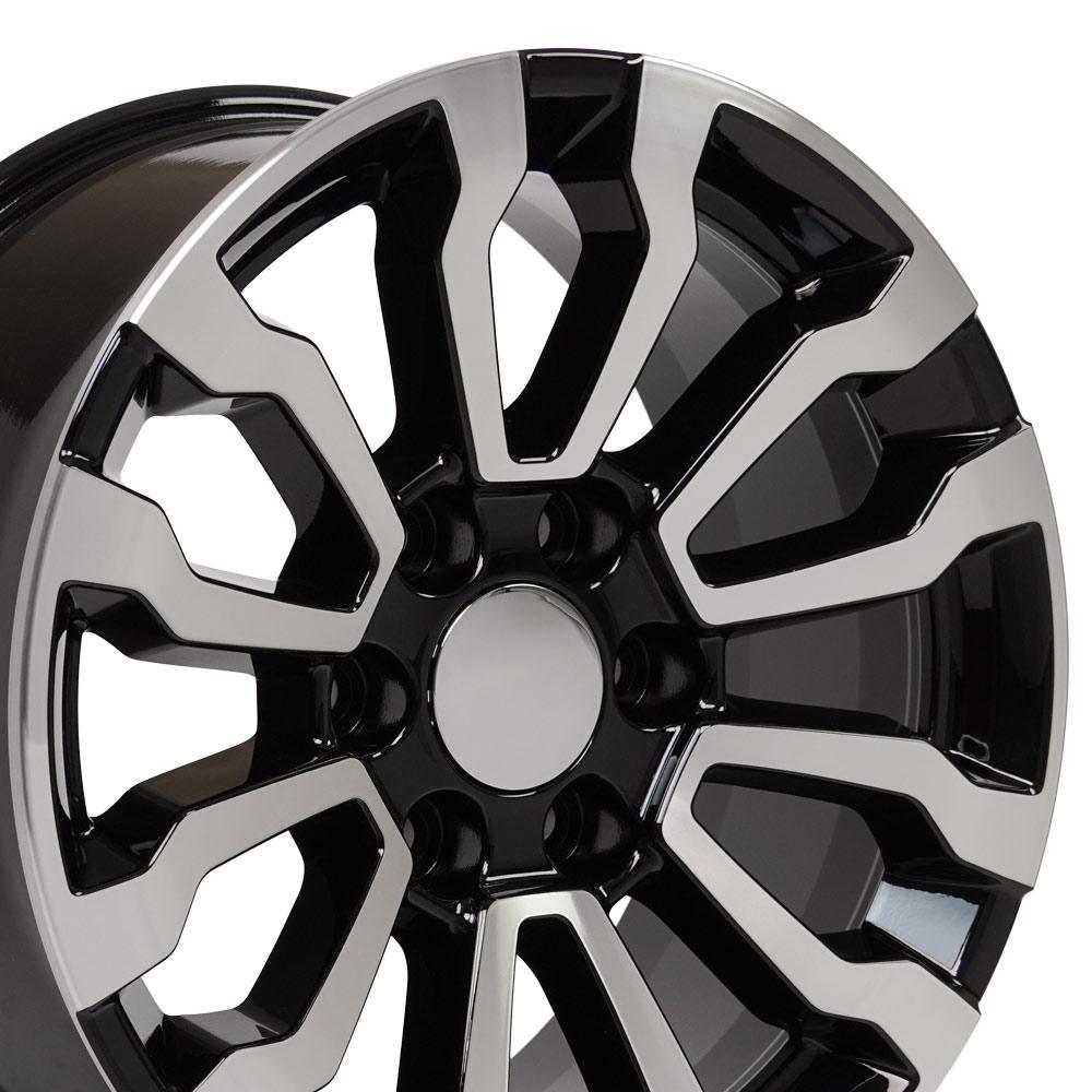 18" Replica Wheel CV35 Fits GMC Sierra 18x8.5 Black Machined Wheel
