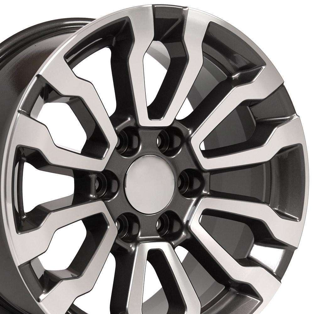 18" Replica Wheel CV35 Fits GMC Sierra 18x8.5 Gunmetal Machined Wheel